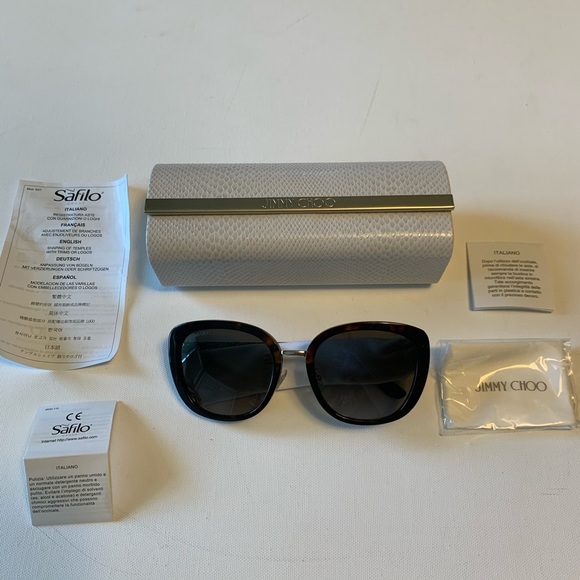 NWT Jimmy Choo 56mm Tortoise Glitter Sunglasses - Picture 4 of 11